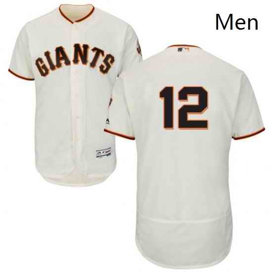 Mens Majestic San Francisco Giants 12 Joe Panik Cream Home Flex Base Authentic Collection MLB Jersey
